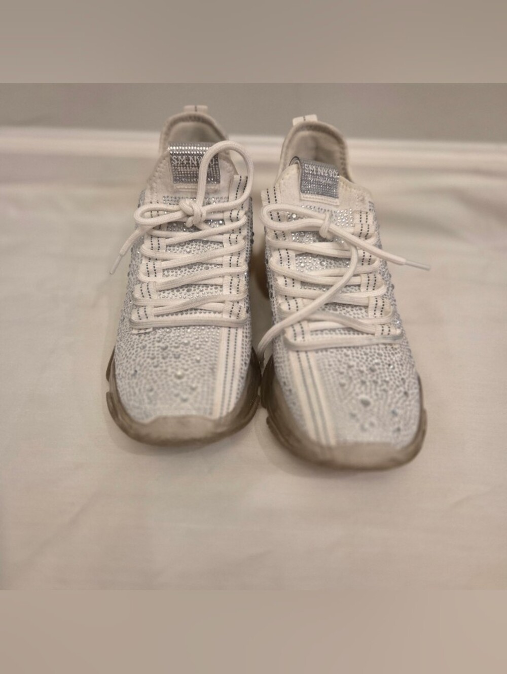 Steve Madden Maxima chunky sneakers W/ Clear Rhinestones Size 11 - Picture 4 of 10